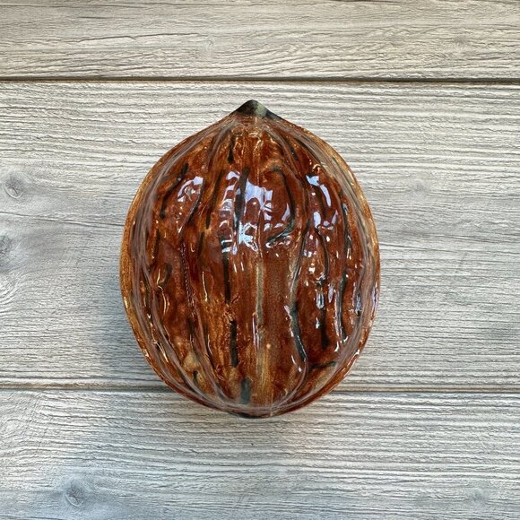 Glazed Ceramic Walnut Jar with Lid - Picture 6 of 14
